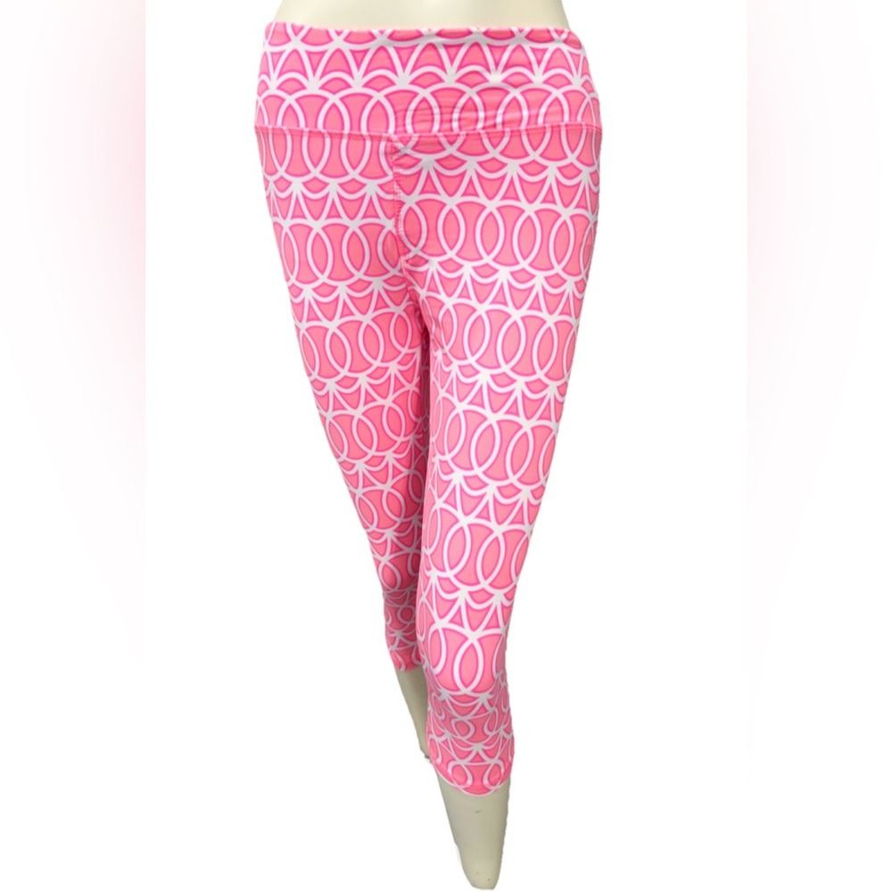 Lulu-B Pink Geometric Capri Leggings Size Small Stretch Pull On